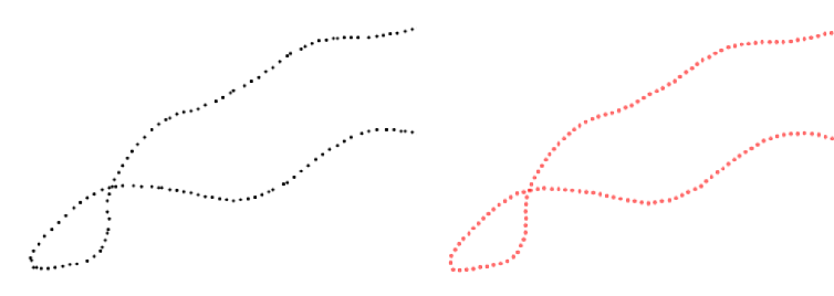 example of unevenly spaced trace coordinates